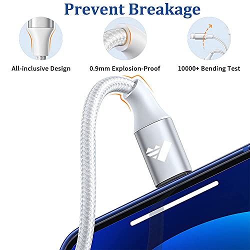 6 FT USB C to Lightning Charging Cable 2 Pack – MFi Certified Braided Fast Charger for i Phone 14/13/12 Series and i Pad – Durable, High-Speed Data Transfer and Enhanced Compatibility for All Apple Devices