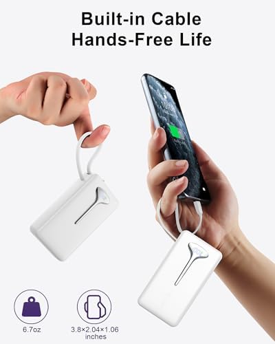 High-Capacity 10000 m Ah USB-C Power Bank with 22.5 W Fast Charging – Travel-Ready Portable Charger Featuring Built-in Cables, Triple Output Ports & HD LED Display for Efficient Device Charging on the Go