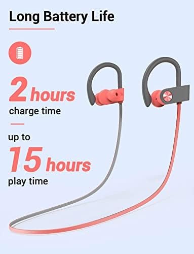 Stiive Bluetooth Sports Earbuds – IPX7 Waterproof Wireless Headphones with Noise Cancelling Mic, 16-Hour Playtime for Gym & Running – Stylish Red & Purple Design, Optimal Comfort for Active Lifestyles