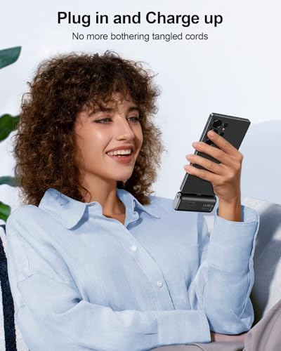 Ultra-Compact 5000 m Ah 2-in-1 Power Bank with 15 W USB-C Fast Charging – Sleek Foldable Charger for i Phone 16/15/Pro/Pro Max & Samsung Galaxy Series – Dual Device Charging with Enhanced Safety Features for Ultimate On-the-Go Convenience