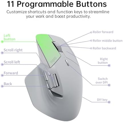 Revolutionize Your Workflow with Rapoo MT760 Multi-Device Wireless Mouse – Effortlessly Connect Up to 4 Devices with Bluetooth 5.0 & 2.4 G, 11 Customizable Buttons, 4 K DPI Precision, and 90 Days of Uninterrupted Battery Life – Perfect for Professionals and Tech Enthusiasts in Sleek Matte Black