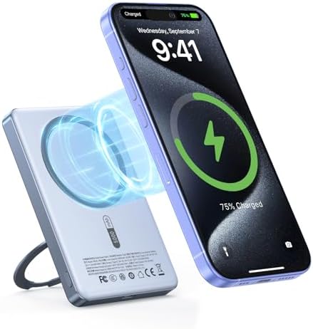 ORICO Kada5 Mag Safe 5000 m Ah Wireless Power Bank – Ultra-Slim Magnetic Charger with 360° Rotatable Stand & Type-C Cable – 20 W PD Fast Charging for i Phone 12-16 Series – Lightweight, All-Day Power Solution for On-the-Go Users