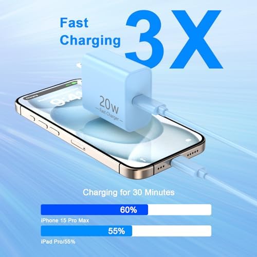 Power Up Your i Phone 16/15: 10 FT Fast Charging Cable Duo with 20 W USB-C Wall Chargers – Ultimate Connectivity for Your i Phone 16 Plus, Pro, Max, and 15 Series – Extended Reach and Rapid Charge Efficiency for On-the-Go Power Solutions