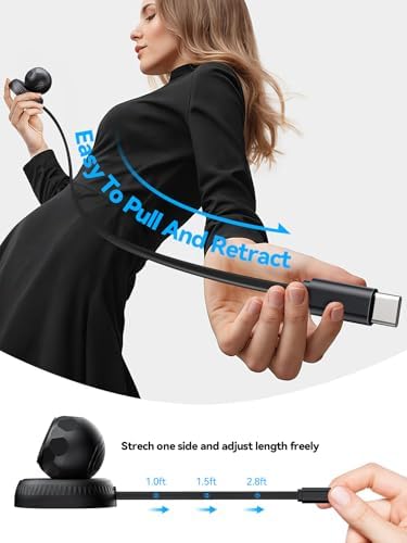 NEWDERY Galaxy Watch 7 Retractable Wireless Charger Stand – Fast Magnetic Charging Solution with USB-C Cable & USB A Adapter – Compatible with Samsung Smartwatches 6 Classic, 5 Pro, 4, 3, Active 2, 1 – Sleek Design for Home and Office Efficiency – Ultimate Smartwatch Charging Dock