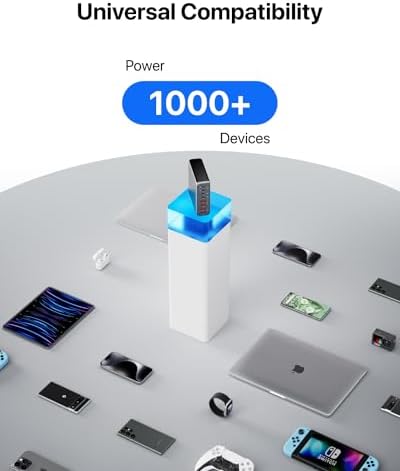 High-Power 8-Port USB Charging Station – 140 W Fast Charge Hub for i Phone, Mac Book, Galaxy & i Pad – Universal USB-C and USB-A Compatibility – Compact Travel Charger for Home & Office Efficiency