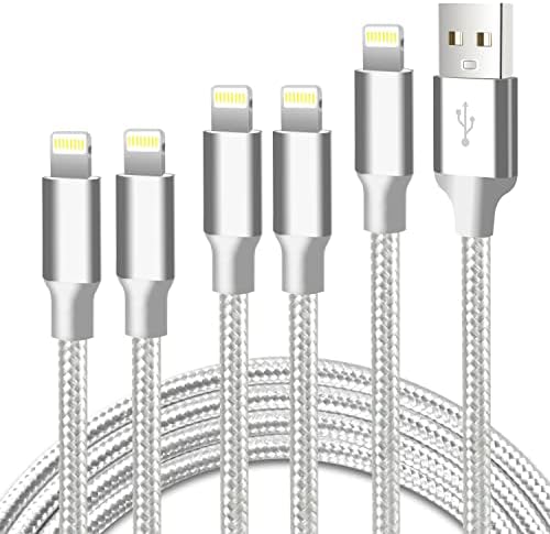 Premium 5-Pack i Phone Charger Set: MFi Certified Nylon Braided Fast Charging Cables (3 FT, 6 FT, 10 FT) for i Phone 14/13/12/11/X/Max/8/7/6/5/SE/i Pad – Unmatched Durability & Versatile Lengths for Every Lifestyle