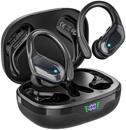 Revolutionary Bluetooth 5.3 Wireless Earbuds with Exceptional 80-Hour Playtime – IPX7 Waterproof Sport Headphones Engineered for Ultimate Noise Isolation and Secure Comfort – Ideal for Gym Enthusiasts and Outdoor Explorers – Striking Red Design – Unmatched Audio Performance for Active Lifestyles