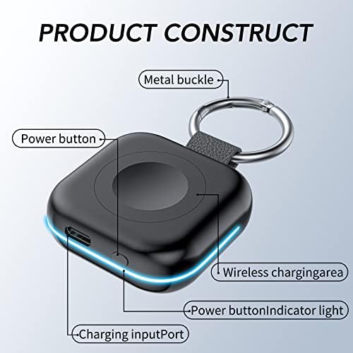HUOTO Compact Magnetic Wireless Charger for Apple Watch – 1200 m Ah Portable Power Bank Keychain, Compatible with Series 10/9/8/Ultra 2/Ultra/7/6/5/4/3/2/SE, Ideal Travel Accessory for Effortless Charging On-the-Go
