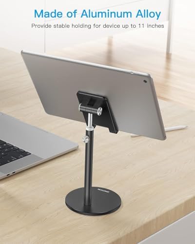 Cell Phone Stand, OMOTON Angle Height Adjustable Phone Holder, Aluminum Desktop Phone Holder Dock Stand for Desk, Compatible with iPhone 13/Mini/Pro/Max, All Smartphones and Tablets(4-11”),Black – Enhanced Compatibility and Speed