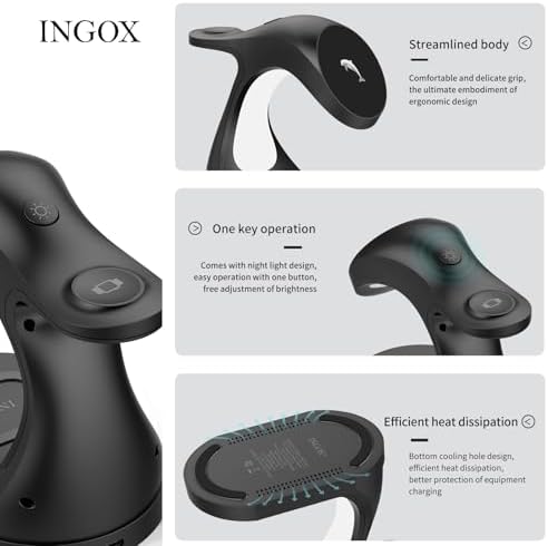 Revitalize Your Charging Routine with the 4-in-1 Magnetic Wireless Charging Station – Fast Charge Dock for i Phone 16/15/14/13/12 Pro/Max/Plus/Mini, Air Pods Pro/3/2, and Apple Watch Series 9/8/7/6/SE/5/4/3 in Elegant Black Dolphin Finish – Space-Saving Multi-Device Charger with 20 W Power Output and Safety Features for Effortless Use