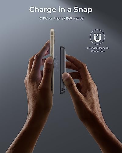 Magnetic 10000 m Ah Fast Charging Power Bank with Foldable Stand – Ultra-Compact USB-C Wireless Charger for i Phone 12/13/14/15/16 Series – Seamless Mag Safe Compatibility for On-the-Go Convenience and Quick Power Boosts