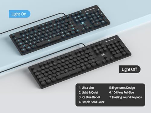 Vintage-Inspired Retro Typewriter Coffee Keyboard – Full-Size 104 Keys with LED Backlighting | Sleek & Silent Wired Membrane Design for Home & Office | Enhanced Compatibility for PC, Laptop, and Desktop Use | Elevate Your Workspace Aesthetics and Productivity