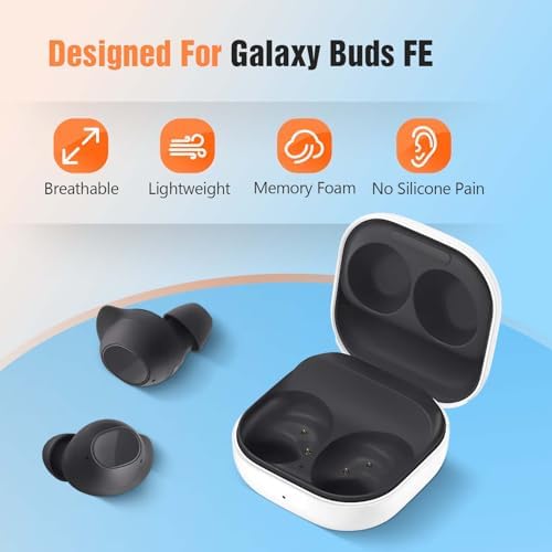 Transform Your Listening Experience with Comfort-Optimized Memory Foam Ear Tips for Samsung Galaxy Buds FE – Anti-Slip Replacement Eartips Enhancing Noise Isolation and Fit – 3 Pairs in Sizes S/M/L for Tailored Comfort – Perfect Compatibility with Seamless Charging Case – Elevate Audio Enjoyment While Reducing Distractions