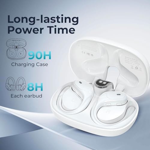Ultimate Sport-Ready Bluetooth Earbuds with 90-Hour Battery Life – Deep Bass Audio, IPX7 Waterproof Protection, Secure Earhook Design, LED Charging Case for Seamless i OS & Android Connectivity