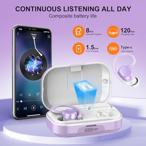 Ultra-Durable Wireless Bluetooth Earbuds with 120-Hour Playtime, Immersive Hi-Fi Stereo Sound, Deep Bass, and HD Microphone – Waterproof IP7, Dual LED Battery Indicator, Quick USB-C Charging for Sports and Active Lifestyles – Enhanced Compatibility for Seamless Connectivity