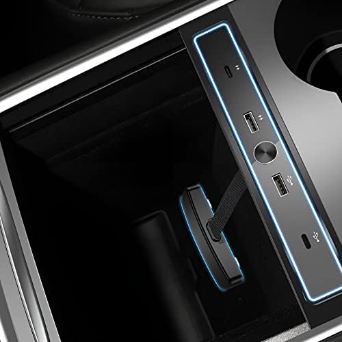 Transform Your Tesla Model 3/Y with the Ultimate USB Hub – Multi-Port Charger with Tricolor LED for 2021-2023 Models – Fast Charging Solution for All Your Devices – Stylish Interior Accessory for Seamless Connectivity