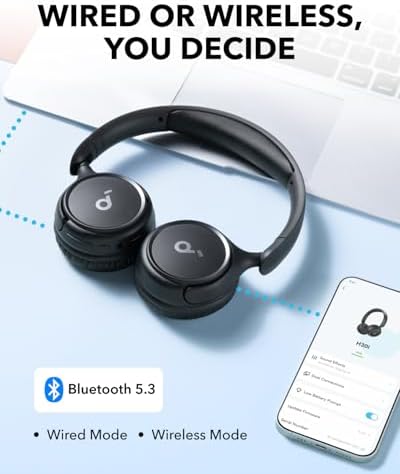 Soundcore H30 i Wireless On-Ear Headphones – Experience Unmatched 70-Hour Playtime with Bluetooth 5.3 Connectivity, Ultra-Lightweight Comfort, and Foldable Design for Effortless Portability and Deep Bass Enjoyment, Perfect for Music Lovers and Professionals Alike