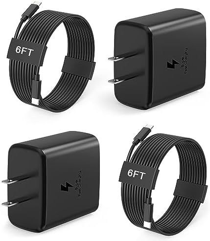 Ultra-Fast 45 W USB C Charger for Samsung Galaxy Devices – Includes 6 ft Cable for Enhanced Portability and Compatibility with S25, S24, S23, A54, Z Fold/Flip 6, Galaxy Tab S10 and More – High-Speed Power Delivery for Quick Charging Solutions