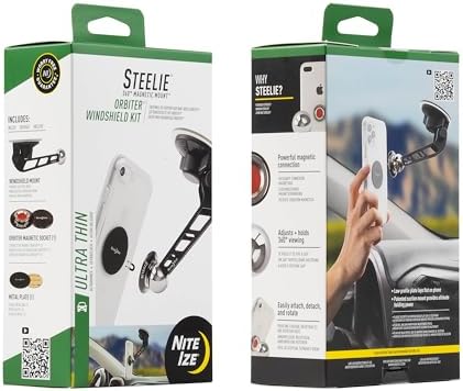 Transform Your Driving Experience with the Nite Ize Steelie Windshield Mount – Superior Magnetic Phone Holder for Effortless Access to GPS and Calls – Premium Compatibility with Mag Safe and Most Smartphones – Quick Squeeze Design for Instant Attachment – 360-Degree Rotation for Optimal Viewing – Durable and Easy to Install Car Accessory for Enhanced Safety and Convenience