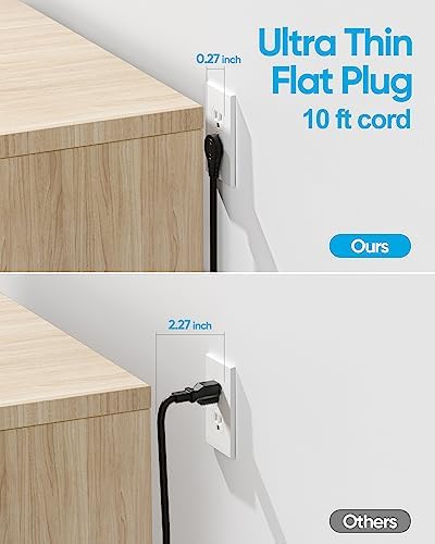 Olcorife 10 ft Surge Protector Power Strip with Ultra Thin Flat Plug – 8 Outlets & 4 USB Charging Ports (Including 1 USB-C) – Ideal for College Dorms & Home Use – Enhance Charging Speed & Space Efficiency – Black Power Management Solution for All Your Devices
