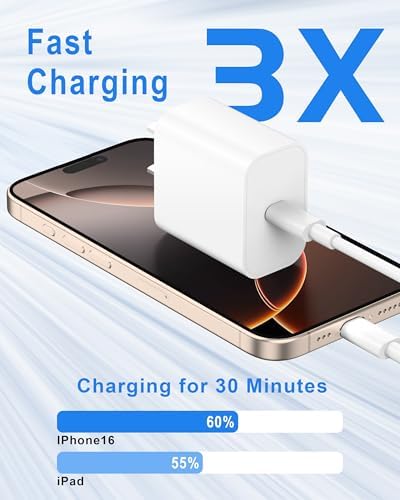 2025 Advanced i Phone 16 e Charger Set – Dual 20 W USB C Wall Adapters with 10 FT Ultra-Long Charging Cable for i Phone 16 Series, i Pad, and More – Unmatched Fast Charging & Enhanced Device Compatibility