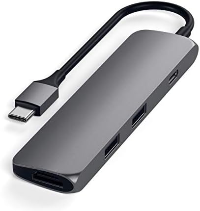 Satechi 4-in-1 USB-C Hub Multiport Adapter – Enhance Your Connectivity with 4 K HDMI Output, Dual USB 3.0 Ports, and a Sleek Black Design for Mac Book & Chromebook Users – Perfect for Remote Work and Media Streaming