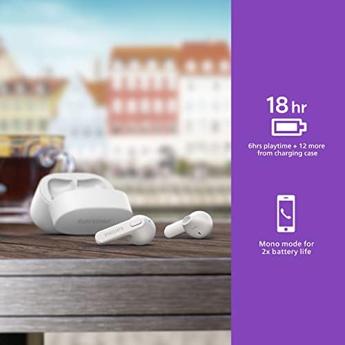 Philips T2206 True Wireless Earbuds – Compact Charging Case, IPX4 Water-Resistant Design, Enhanced Audio Mobility for Active Lifestyles, Rapid Pairing Technology, Secure Fit for Music Lovers and Fitness Enthusiasts