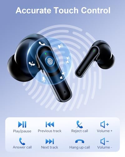 Premium Deep Bass Wireless Earbuds with 40-Hour Playtime – IPX7 Waterproof Bluetooth Headphones for i Phone & Android – Lightweight Ergonomic Fit with LED Battery Indicator and Integrated Microphone – Ideal for Fitness, Workouts, and Everyday Listening