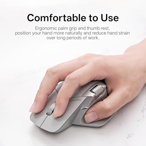 Revolutionize Your Workflow with Rapoo MT760 Multi-Device Wireless Mouse – Effortlessly Connect Up to 4 Devices with Bluetooth 5.0 & 2.4 G, 11 Customizable Buttons, 4 K DPI Precision, and 90 Days of Uninterrupted Battery Life – Perfect for Professionals and Tech Enthusiasts in Sleek Matte Black