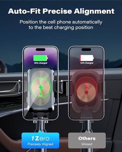 Revolutionary Auto-Clamping Wireless Car Charger with Robust Cup Holder Mount – 15 W Fast Charging for i Phone 11-16 Pro Max & Samsung S20-S24 Ultra, Universal Fit for Pixel 4-8 Pro – Maximize Safety and Convenience While Driving