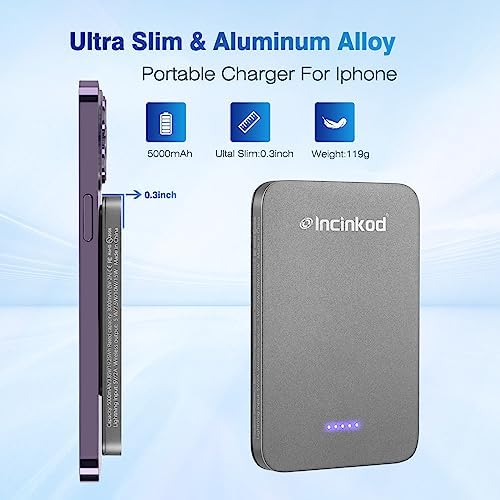 Ultra-Thin 10000 m Ah Magnetic Power Bank – 15 W Fast Wireless Charger with Aluminum Alloy Design for Seamless Mag Safe Compatibility, Lightweight Portable External Battery for Smartphones & Tablets