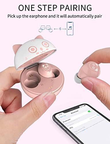 Kids Bluetooth 5.3 Wireless Earbuds with Touch Control – Adorable Pink Kitty Charging Case, IPX5 Waterproof Design, Hi-Fi Stereo Sound, Built-in Microphone for Clear Calls – Perfect for Young Music Lovers and Gamers