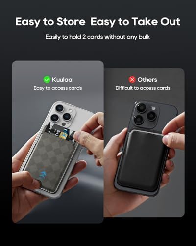 Ultra-Slim Kuulaa Mag Safe Wireless Power Bank 5000 m Ah – 20 W Fast Charging Portable Charger with Magnetic Wallet & Stand for i Phone 15/14/13/12 Pro Max – High-Performance USB-C Battery Pack for On-the-Go Convenience
