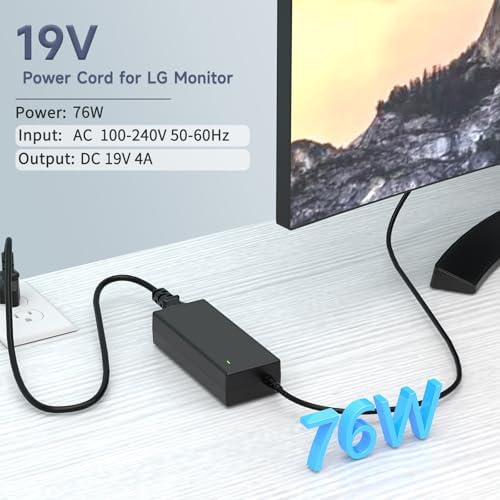 19 V AC DC Power Adapter Charger for LG Monitors – Versatile High-Performance Power Solution for 19″ to 32″ Displays – Compatible with Multiple LG Models Including 24 LJ4540 and E2750 VR-SN – Reliable and Efficient Power Supply for Optimal Display Performance – Essential Accessory for Home and Office Electronics