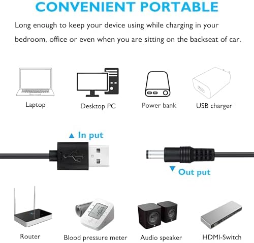 Universal 5 V DC Power Cable with 10 Versatile Adapters – High-Speed USB to DC Charger for Moon Lamps, Mini Fans, Cameras, Cartoon Watches, Mobile Devices & Power Banks – Ideal Charging Solution for Enhanced Device Compatibility and Travel Convenience