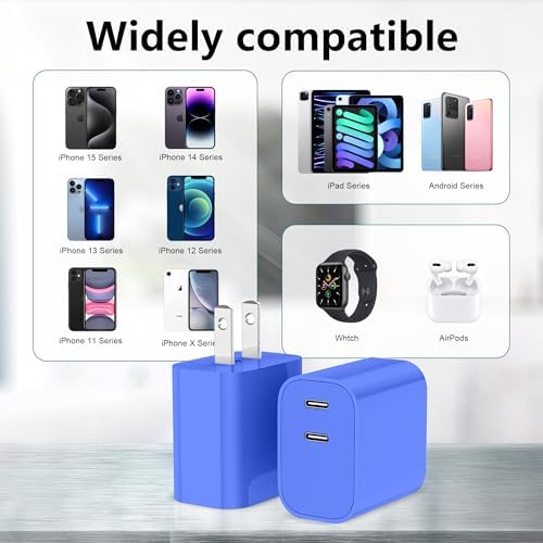 High-Speed Dual-Port USB C Charger Block – 3-Pack 20 W Type-C Wall Adapter for i Phone and i Pad Pro – Ultimate Convenience for Multi-Device Charging on the Go, Safe & Compact Design