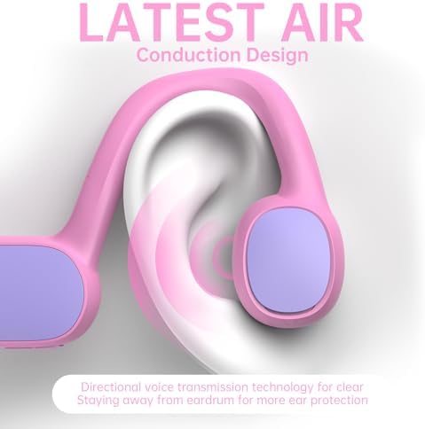 Revolutionary Bluetooth 5.2 Kids Headphones – Safe 85 d B Volume Limiting with Open Ear Design, IPX5 Waterproof for All Adventures, 20 Hours Playtime, Superior Stereo Sound with Built-in Mic – Perfect for School & Playtime in Chic Pink