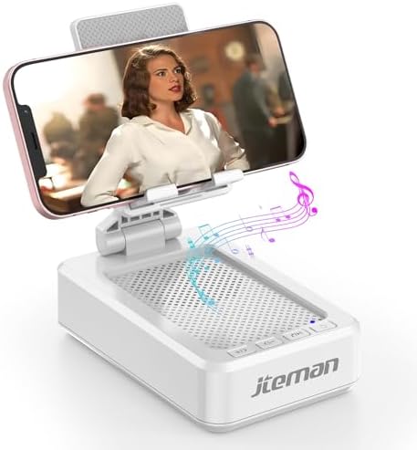 Transform Your Multimedia Experience with the JTEMAN Adjustable Tablet Stand Featuring Bluetooth Speakers – Versatile Kitchen Gadget and Perfect Gift for Him or Her – Wireless Charging Station for Phones and Tablets, Enhanced Compatibility for All Devices