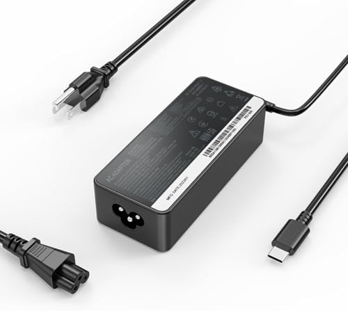 Efficient 65 W USB-C Power Adapter for Lenovo Think Pad Series: Fast Charging Solution for P14 s, P16 s, T14, T15, and X1 Carbon; Versatile AC Charger with Multiple Voltage Outputs for Enhanced Performance; Ideal for Think Pad Yoga and Chromebook Users; Safety Features Against Short-Circuit and Overheating; Comes with Charger and Power Cord for Seamless Connectivity and Reliability; Elevate Your Charging Experience with Reliable Protection and Optimal Compatibility for Various Think Pad Models.
