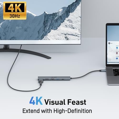 Acer 5-in-1 USB C Hub: Ultimate Multiport Adapter with 4 K HDMI Output, 100 W Power Delivery, and 3 USB-A Ports for Mac Book, i Pad Air, and i Phone 15/16 Pro – Unleash Seamless Connectivity and Fast Charging for All Your Devices!