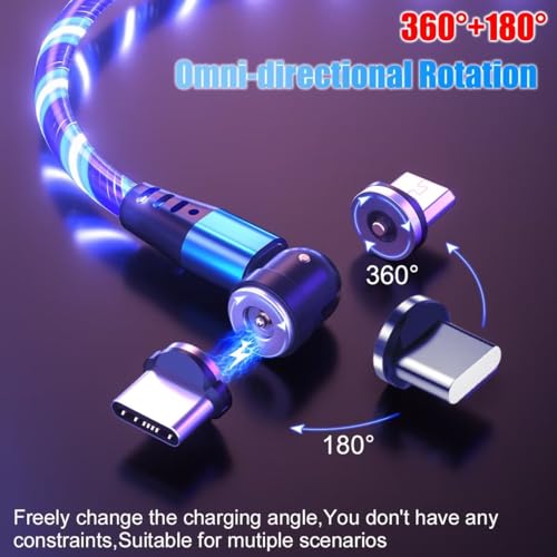 Revolutionary 3-in-1 Magnetic Charging Cable Set – Versatile Micro USB, Type-C, and Lightning Compatibility with 360° Rotating Connectors and LED Status Indicator – Durable, High-Quality Blue Cables Available in 3 FT and 6 FT Lengths for Ultimate Convenience On-the-Go