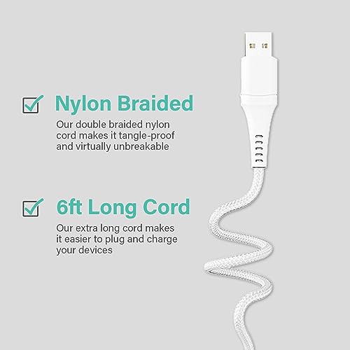Versatile 3-in-1 Universal Charging Cable – 6 ft Nylon Braided Charger for i Phone, Android & More | Lightning, Type C & Micro USB Compatibility | Fast Charging Solution in Vibrant Tangerine for Ultimate Convenience and Style