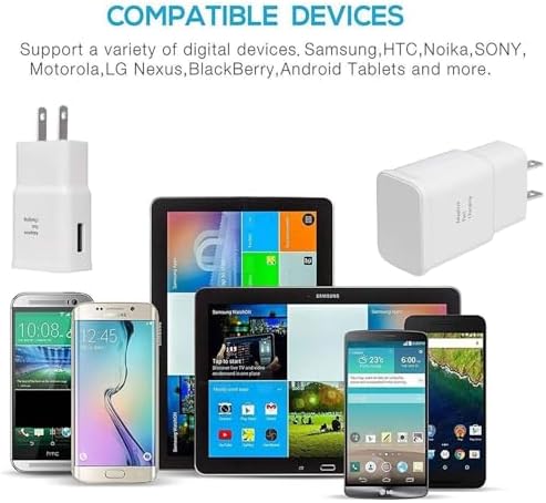 Samsung Adaptive Fast Charging USB Wall Charger Adapter – Dual Pack for Galaxy S25 Series, Note 5/8/9/10, Quick Charge Technology – Efficient Travel Plug for Android Devices and Enhanced Compatibility