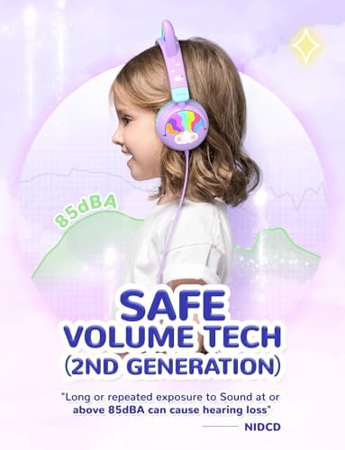 Colorful LED Cat Headphones for Kids – Safe 85 d B Volume Limit, USB-C Compatible, Perfect for Travel & Learning, Premium Stereo Sound for Tablets & i Pads, Durable & Stylish Design