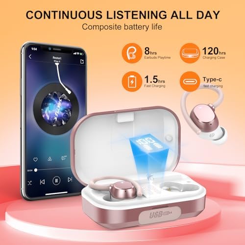 Ultra-Durable Wireless Bluetooth Earbuds with 120-Hour Playtime, Immersive Hi-Fi Stereo Sound, Deep Bass, and HD Microphone – Waterproof IP7, Dual LED Battery Indicator, Quick USB-C Charging for Sports and Active Lifestyles – Enhanced Compatibility for Seamless Connectivity