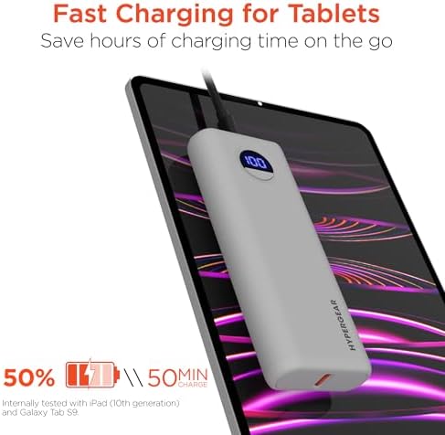 High-Capacity 10,000 m Ah Portable Power Bank with 20 W USB-C PD Fast Charging – Dual-Port Charger for i Phone, Galaxy & More – LED Display for Battery Life Monitoring, Up to 35 Hours Extra Power, Compact Travel Essential for On-the-Go Charging