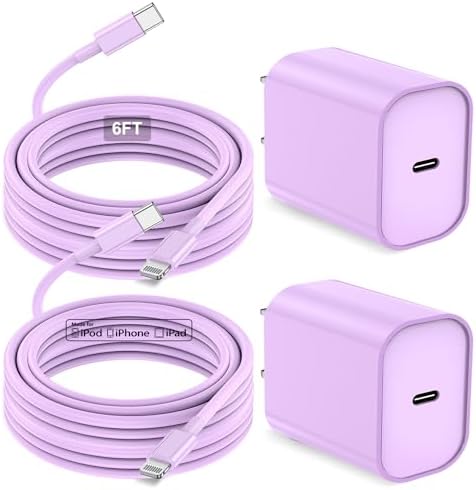 MFi Certified 20 W USB-C to Lightning Fast Charger for i Phone 14/13/12 – 6 FT Durable Cable & Power Delivery Block in Stylish Blue – Ultimate Solution for Rapid Charging of All Apple Devices Including i Pad Pro, XS, XR, 8 Plus – Optimized for Reliability and Speed