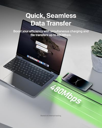 Belkin 6.6 ft USB C to Lightning Charging Cable – Premium Fast-Charging Cord for i Phone 14 & Earlier, i Pad 9 th Gen, Air Pods – Flexible & Durable Design for Enhanced Mobility – MFi Certified Quality – Sleek White Finish for Modern Aesthetics