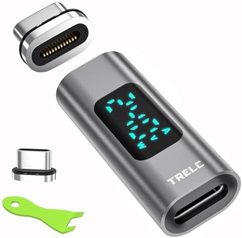 TRELC Advanced USB C Magnetic Adapter with Digital Display – 240 W Power Meter Tester for Superior Charging Efficiency, 40 Gbps Data Transfer & Stunning 8 K Video Output – Essential Connectivity Tool for Mac Book Pro & High-End Laptops