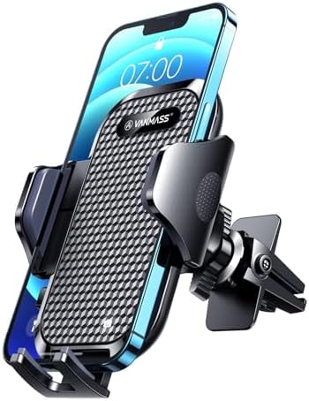VANMASS Enhanced Car Vent Phone Holder Mount – Universal Smartphone Cradle for i Phone 13 Pro Max, 12, 11, X, XR, XS, 8, 7 Plus, Mini, SE & Android Devices – Secure Handsfree Accessory with Quick Clamp Mechanism and 360-Degree Rotation in Sleek Red Finish for Ultimate Driving Convenience